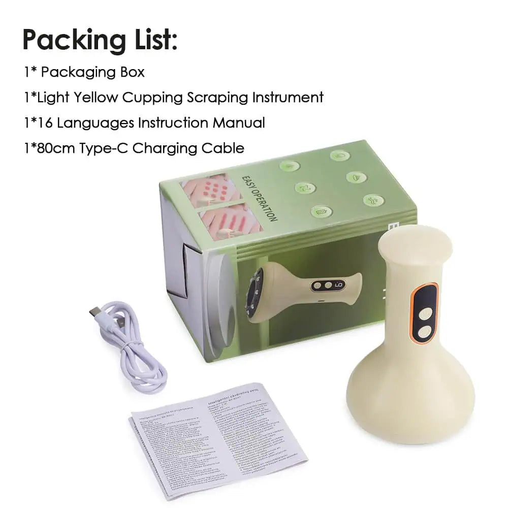 Förpackning med gua sha massageapparat och tillbehör