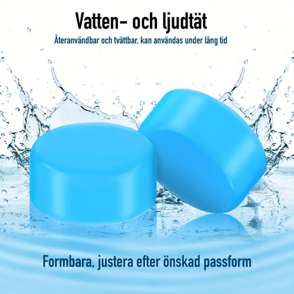 Vattentäta och ljuddämpande formbara silikonöronproppar som kan tvättas och återanvändas för långvarig användning