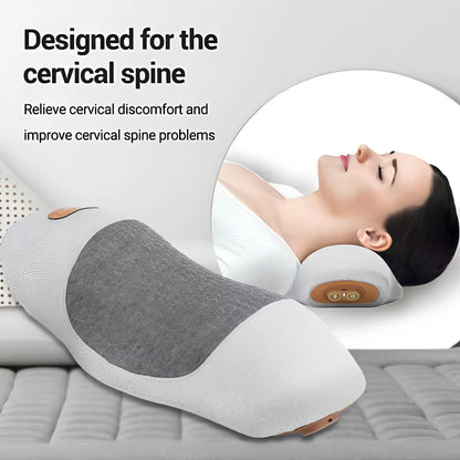 Person ligger på kudden medan massagehuvuden masserar nackmusklerna