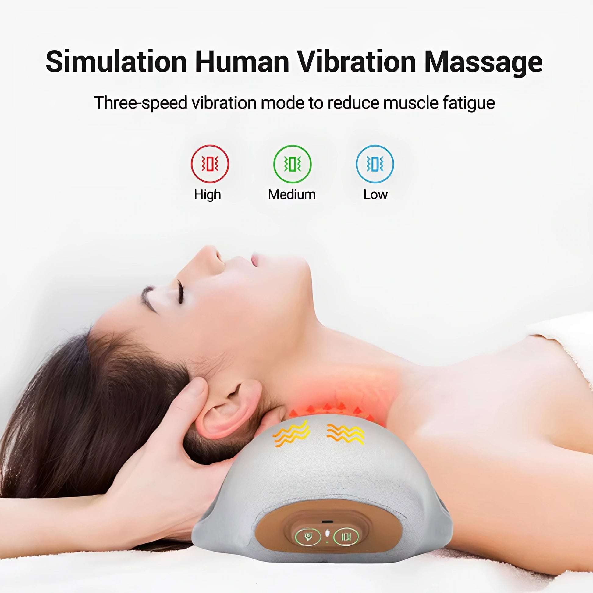 Kontrollpanel för massageprogram och värmefunktion med olika hastighetsvarianter