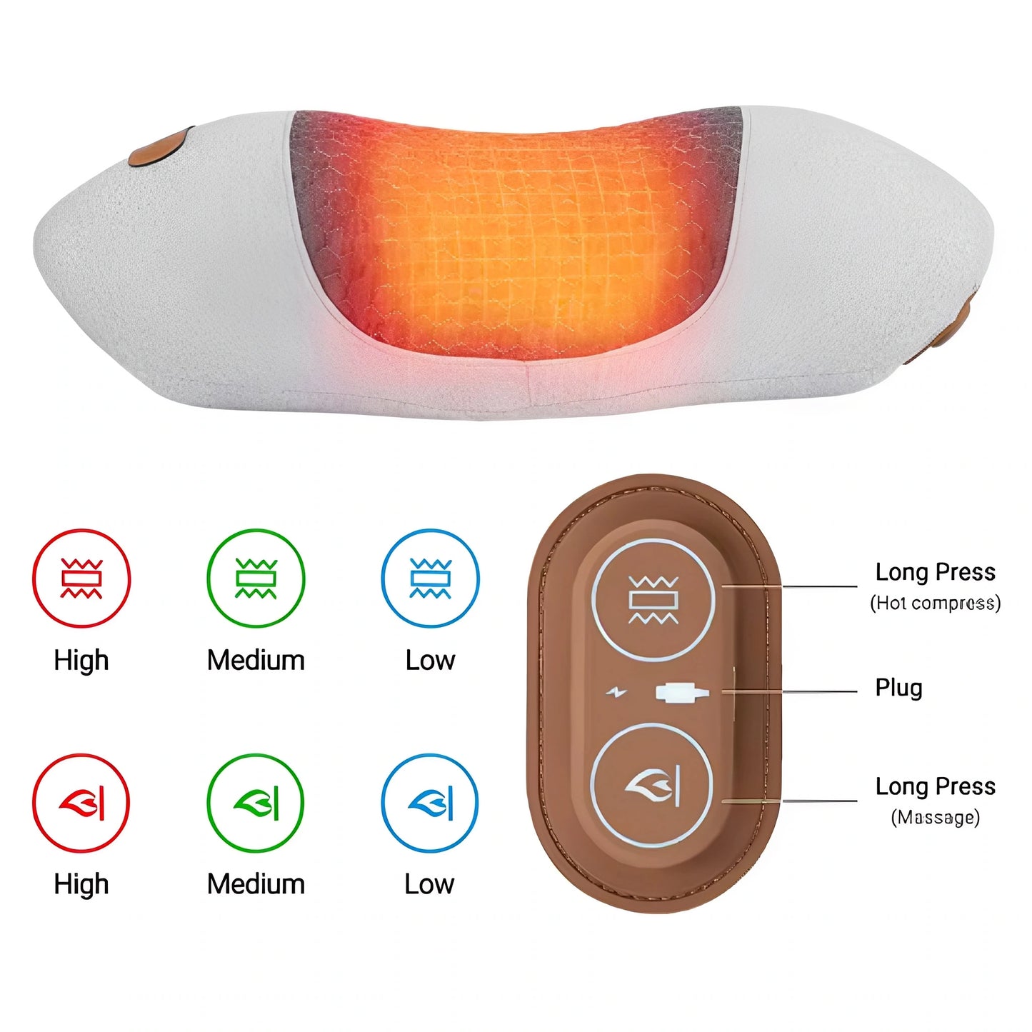 Bild som visar nackmassagekuddens kontrollpanel