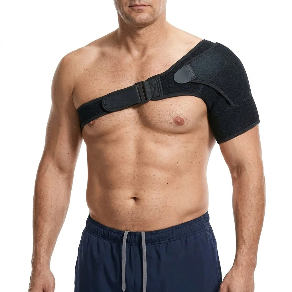 Andningsbart axelskydd i neopren med justerbar passform