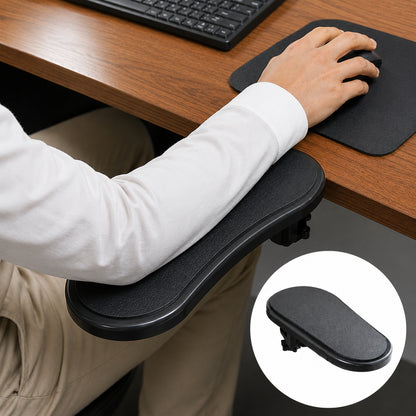 Ergonomiskt armstöd för skrivbord som avlastar underarm och handled.