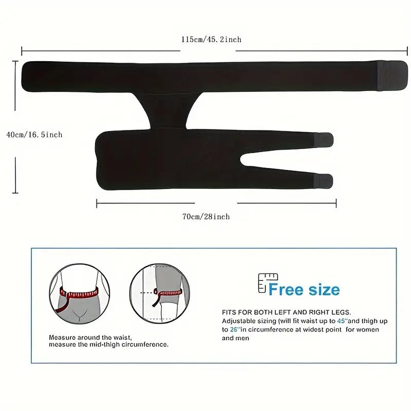 Neopren höftstöd för smärtlindring vid ischias, ljumskar och lår. Justerbar kompression, unisex design