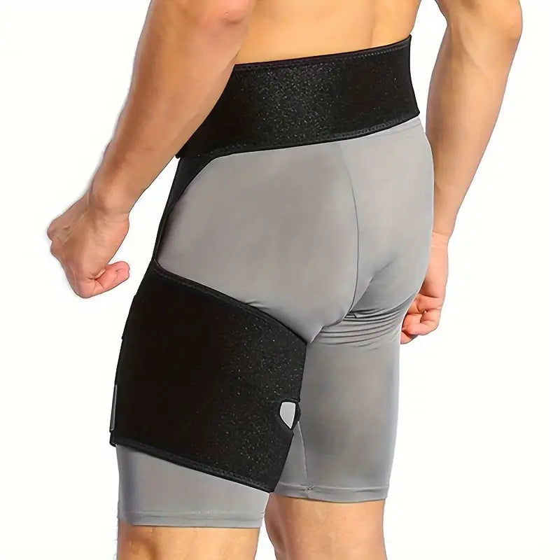 Neopren höftstöd för smärtlindring vid ischias, ljumskar och lår. Justerbar kompression, unisex design