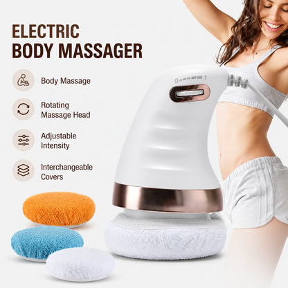 Cellulit massage maskin med roterande massagehuvud, justerbar intensitet och utbytbara överdrag.