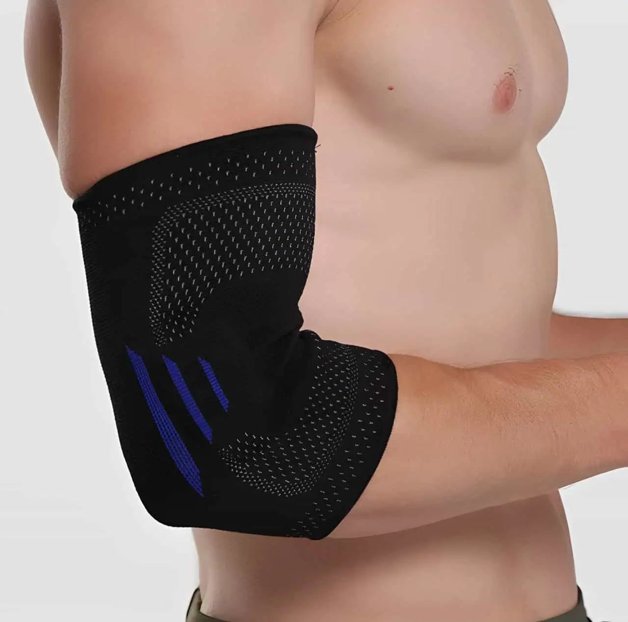 Elastiskt armbågsskydd med kompression runt armbåge