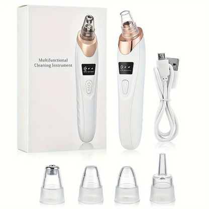 Elektrisk pormaskborttagare med flera munstycken, USB-laddkabel och förpackning