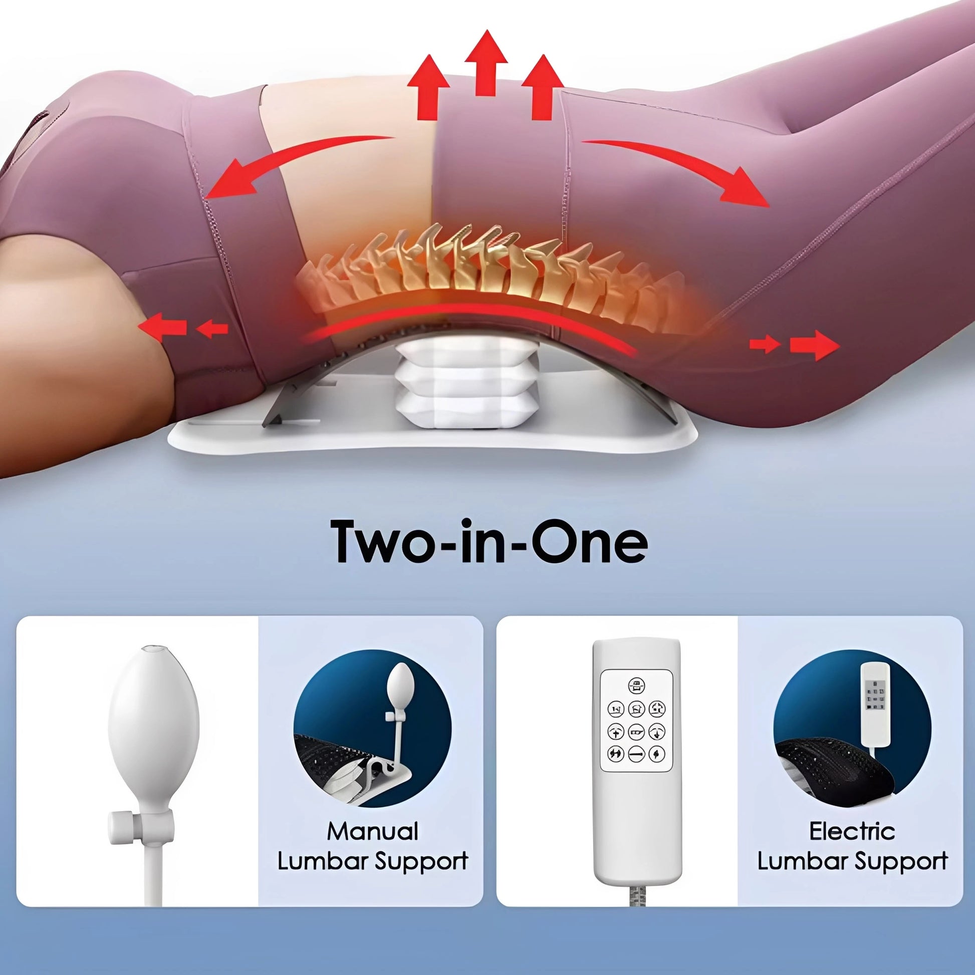 Person ligger på ryggsträckaren för att stretcha ryggraden