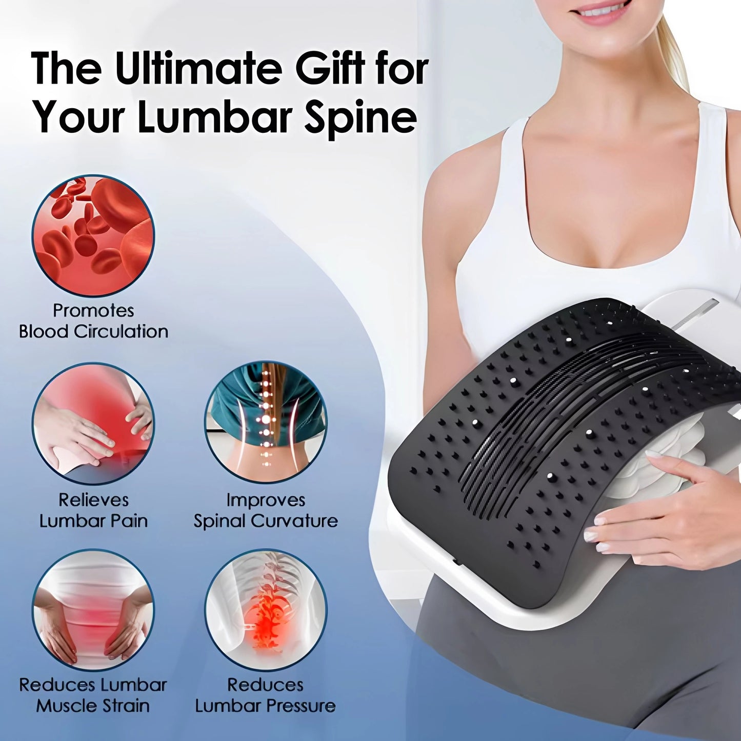 Närbild av den ergonomiska bågformen för ländryggsstöd