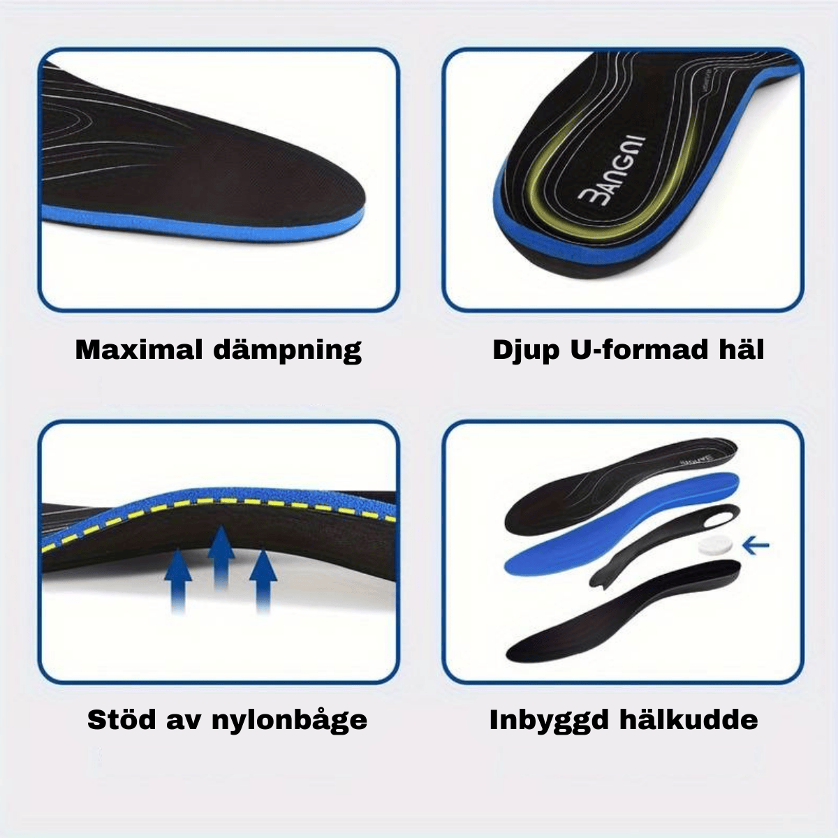 Skoinlägg placerade i sko för daglig användning