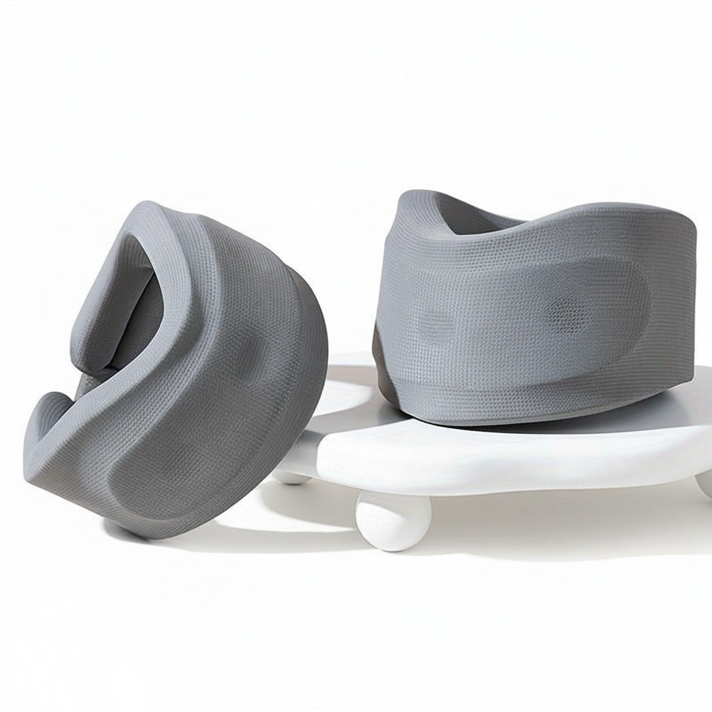 Ergonomiskt nackstöd i mjukt grått material