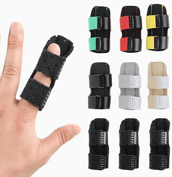 Fingerstöd för triggerfinger och skadat finger med justerbara kardborreband, ortopedisk fingerskena som stabiliserar fingret.