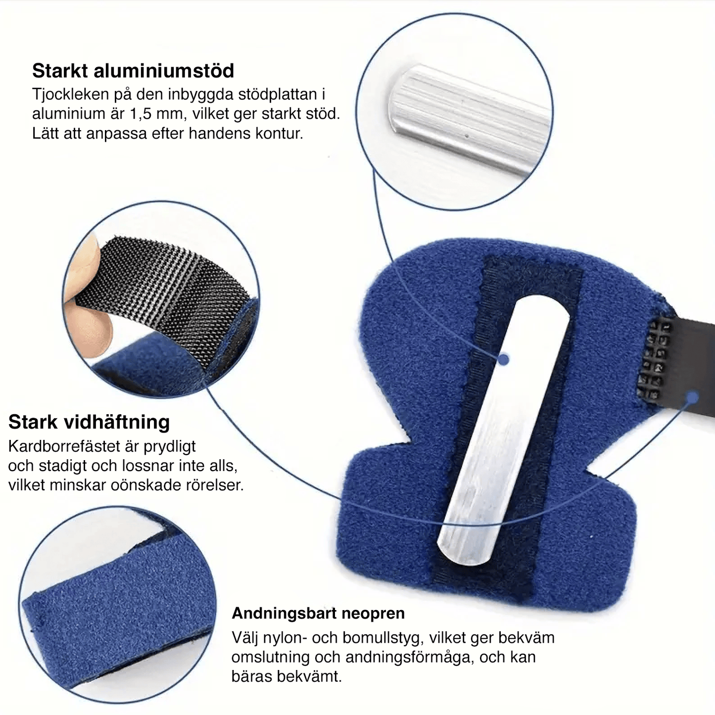 Justerbar fingerskena med aluminiumstöd – stabiliserande stöd för fingrar