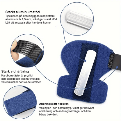 Justerbar fingerskena med aluminiumstöd – stabiliserande stöd för fingrar