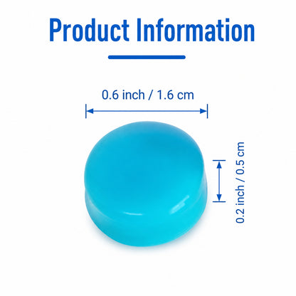 Formbara silikonöronproppar med produktmått och storleksinformation.