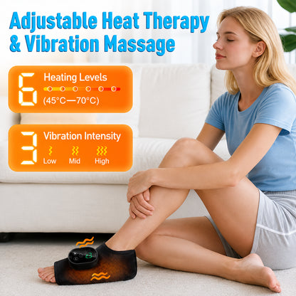 Ankelvärmare med justerbar värmeterapi och vibrationsmassage med 6 värmenivåer och 3 massageintensiteter för avslappning och smärtlindring i fotleden