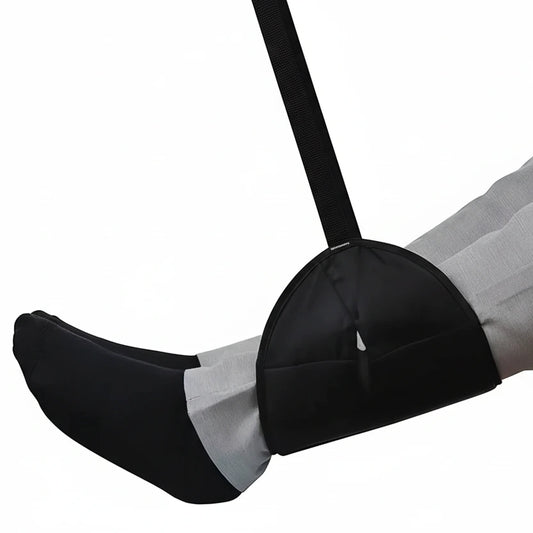 Fotstöd i användning under flygresa i sittande position