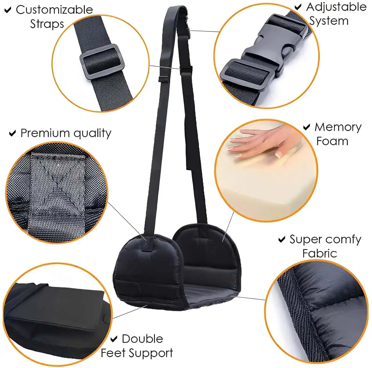 Justerbart band för anpassning till olika sitthöjder