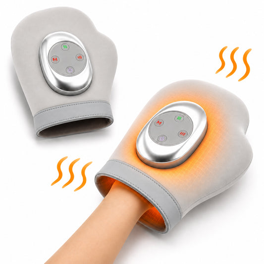 Handmassageapparat med värme och luftkompression på vit bakgrund