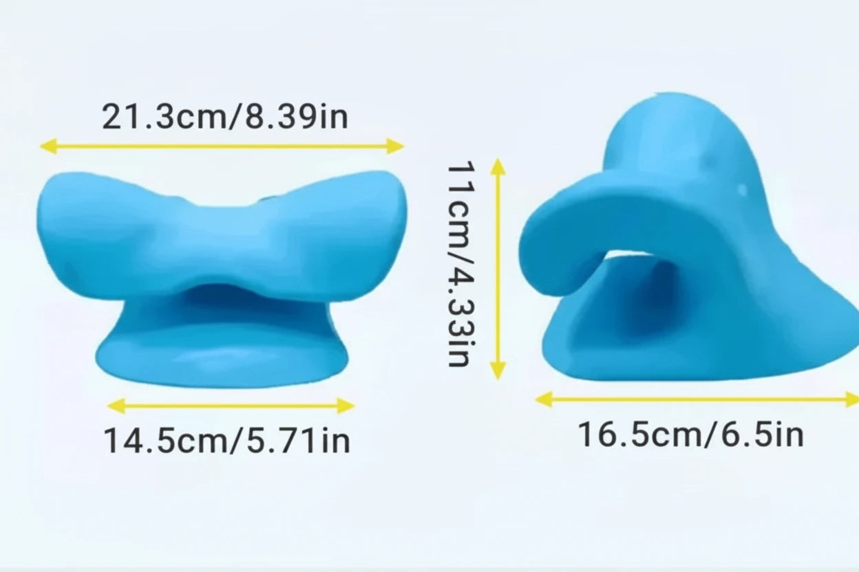 Storleksbild för kiropraktisk nackkudde med mått i centimeter.