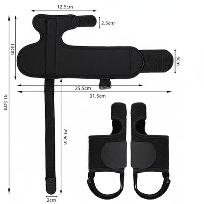 Storleksbild för justerbart tåskydd mot hallux valgus med mått i centimeter.