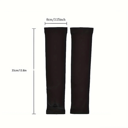 Svarta kompressionsärmar visade med måttangivelse 35 cm längd