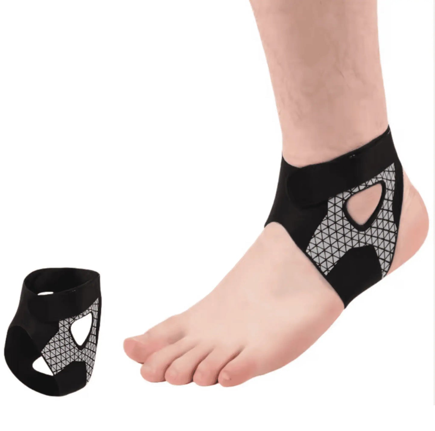 Ortopediskt fotledsstöd med kompression runt fotleden