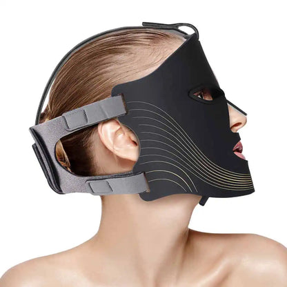 Rödljusmask sedd från sidan med ergonomisk design