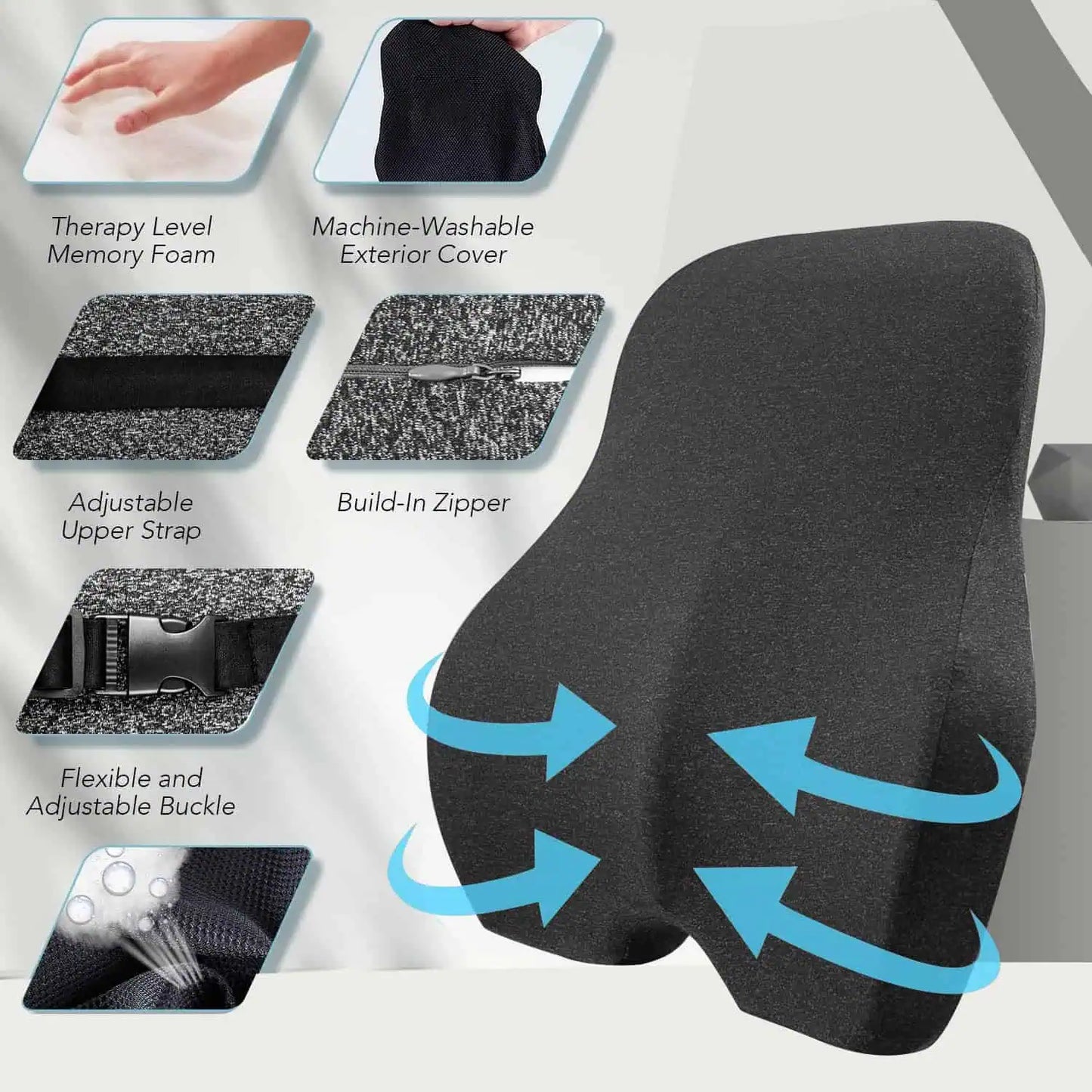 Illustration som visar hur kudden stödjer ländryggen