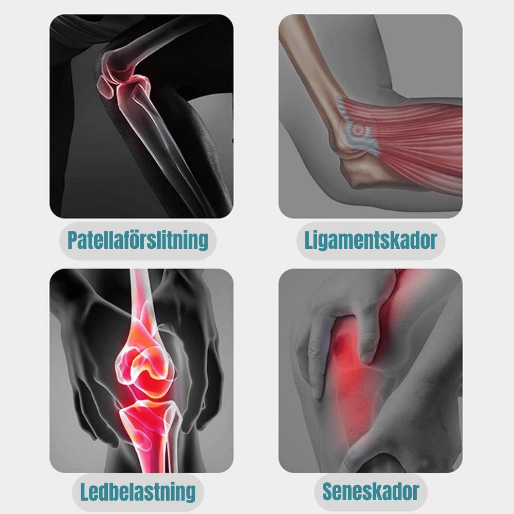 Knäskydd med fjädrar och silikonstöd för patella