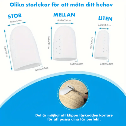 Flera tåskydd i silikon i olika storlekar