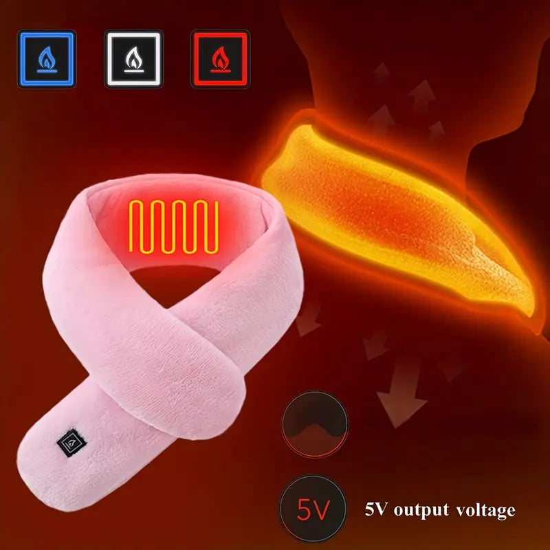 Illustration som visar värmefunktion och tre värmelägen i uppvärmd halsduk