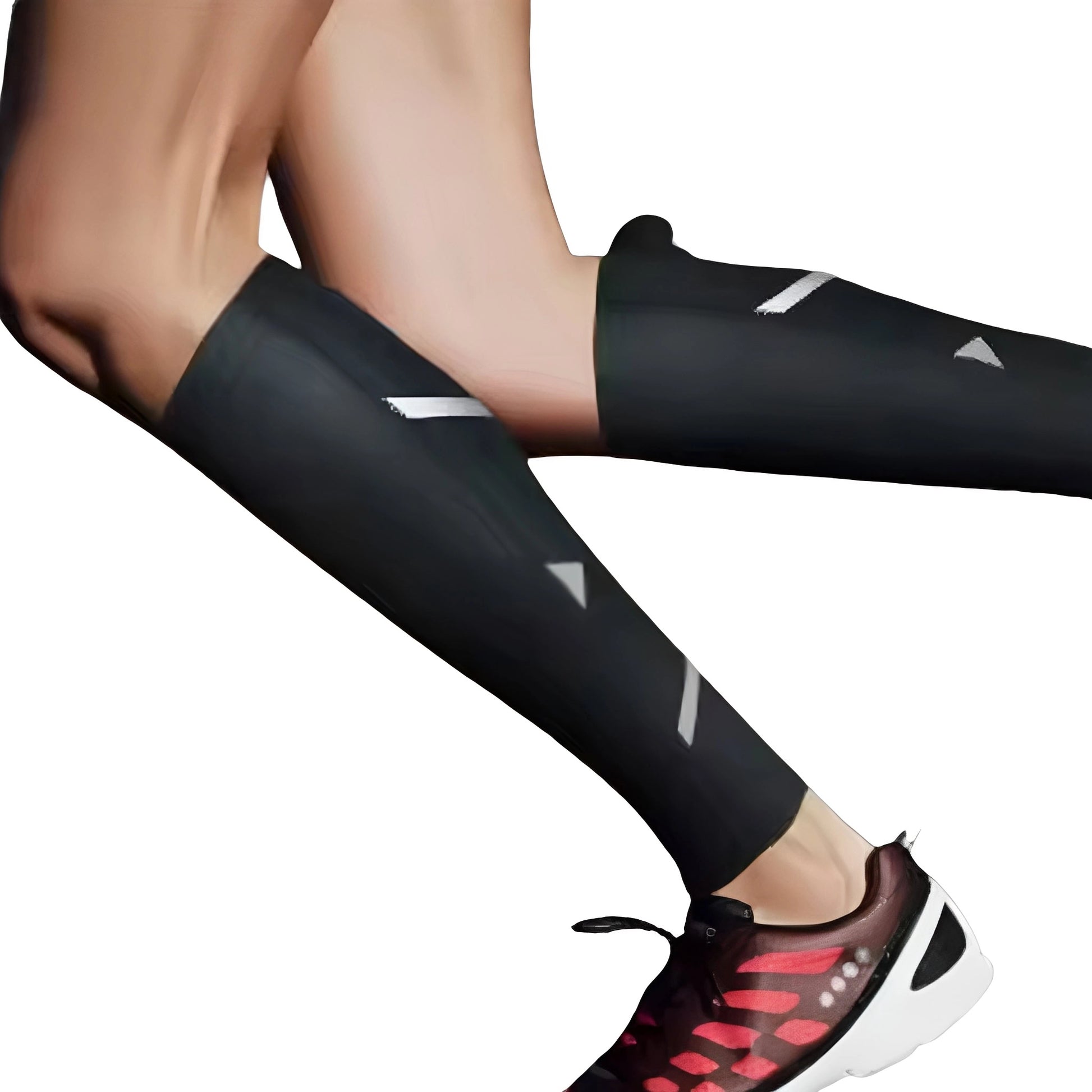 Man som springer med kompressionsstöd på vaderna