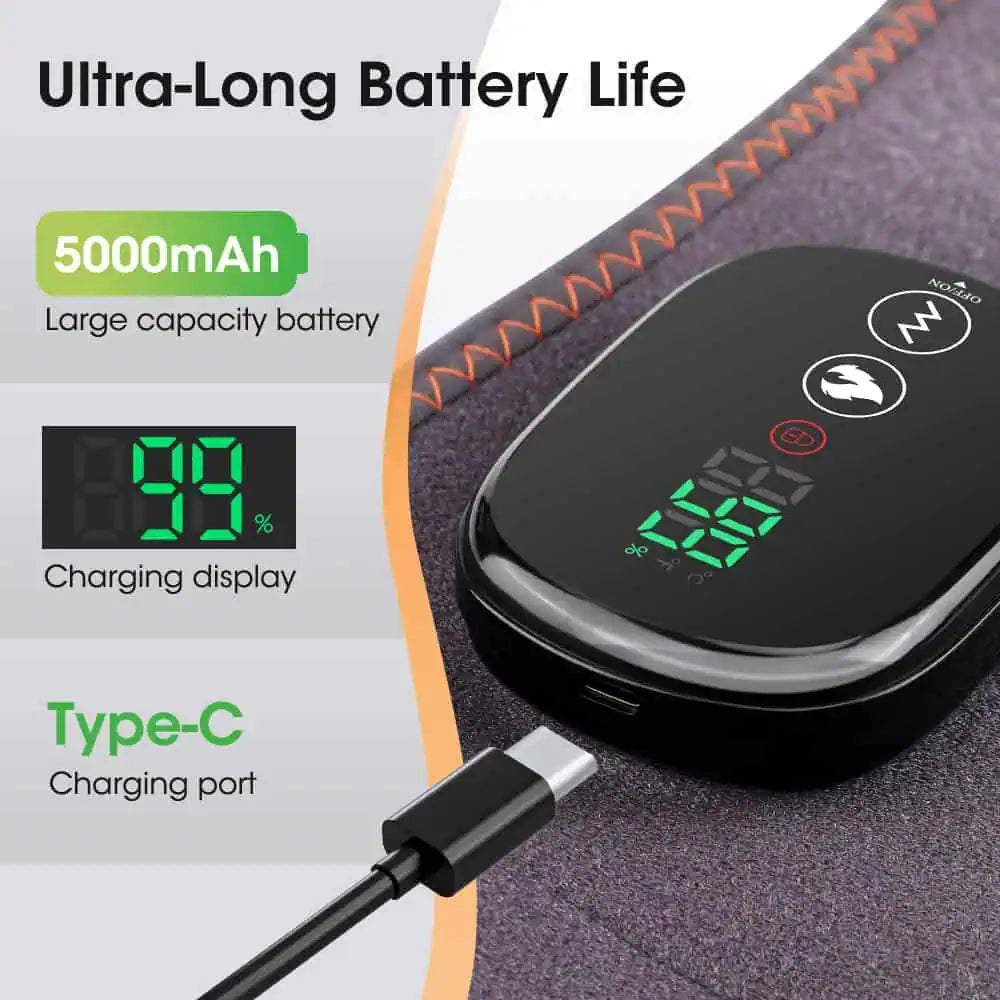 Uppladdningsbart värmebälte med USB-laddning och batteri